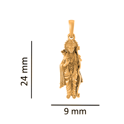 22KT Gold Plated Sterling Silver (92.5% purity) God Ram Ji chain Pendant (Locket with Rope Chain) for Women