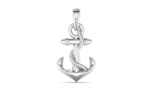 Akshat Sapphire Sterling Silver (92.5% purity) Ship Anchor Chain Pendant (Pendant with Rope Chain) for Men & Women Pure Silver Stylish and fashionable ship anchor chain Locket for Good Health & Wealth
