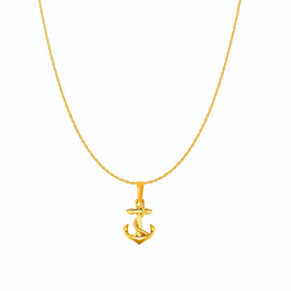22KT Gold Plated Sterling Silver (92.5% purity) Ship Anchor Chain Pendant (Locket with Rope Chain) for Women