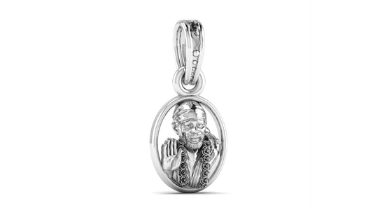 AKSHAT SAPPHIRE Sterling Silver (Silver with 92.5% purity) God Shree Sai Baba chain Pendant (Pendant with Rope Chain) for Men & Women Pure Sterling Silver Lord Sai Baba chain Locket For Good Wealth & Health