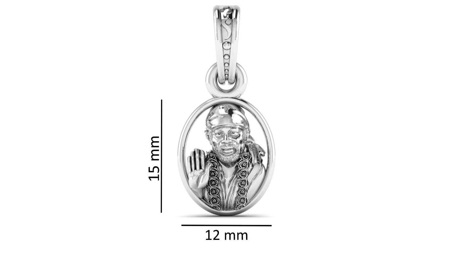 AKSHAT SAPPHIRE Sterling Silver (Silver with 92.5% purity) God Shree Sai Baba chain Pendant (Pendant with Rope Chain) for Men & Women Pure Sterling Silver Lord Sai Baba chain Locket For Good Wealth & Health