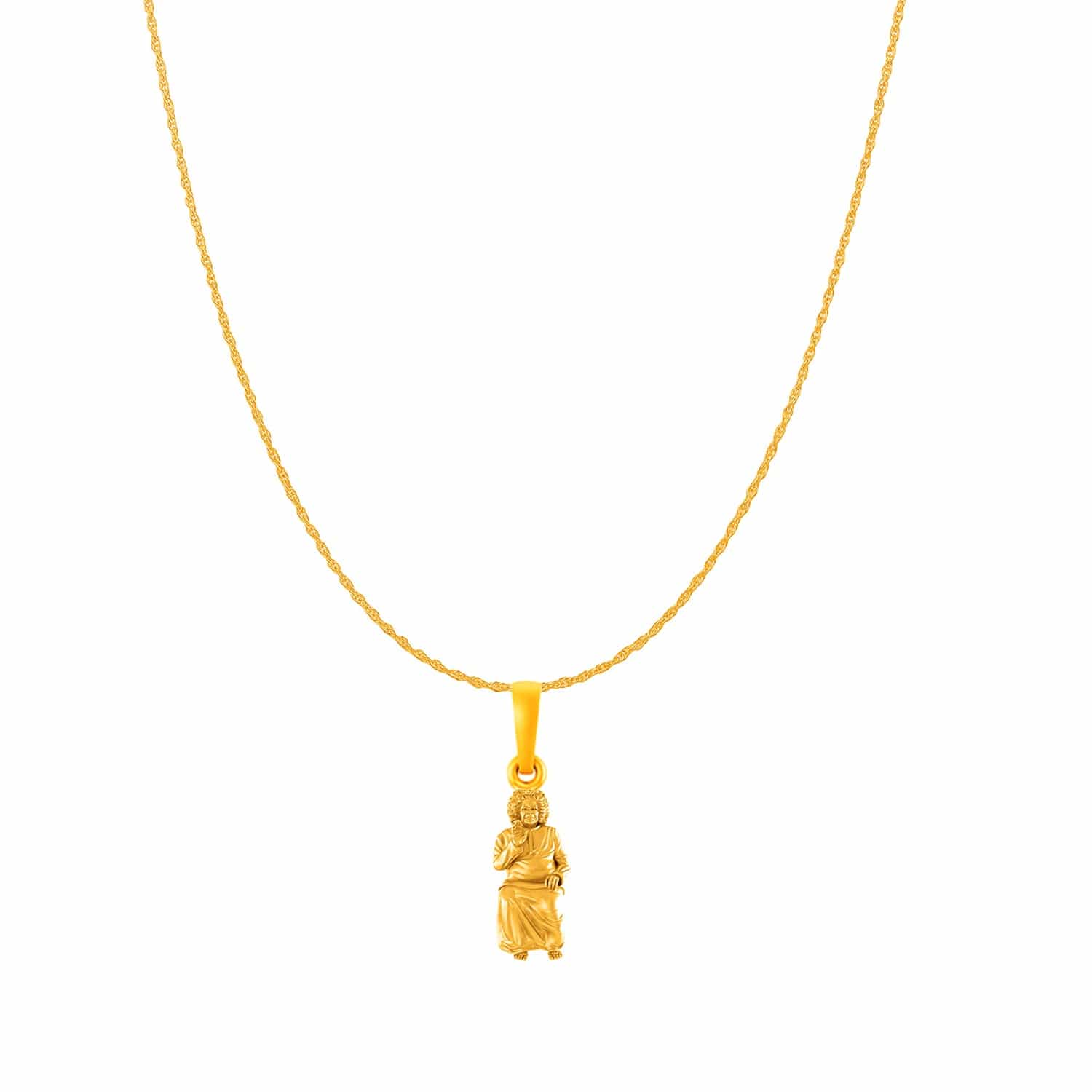 22KT Gold Plated Sterling Silver (92.5% purity) Spiritual Sathya Sai baba Chain Pendant (Pendant with Rope Chain) for  Women religious Chain Locket for Good Health & Wealth