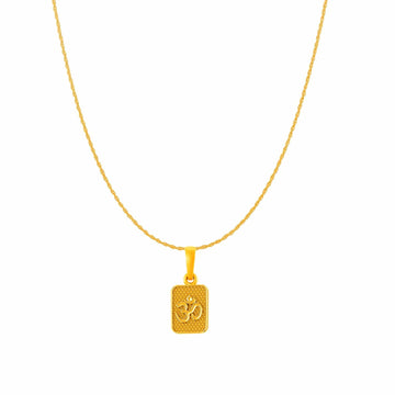 22KT Gold Plated Sterling Silver (92.5% purity) Spiritual OM Chain Pendant (Pendant with Rope Chain) for  Women Pure Silver Divine OM Chain Locket for Health & Wealth