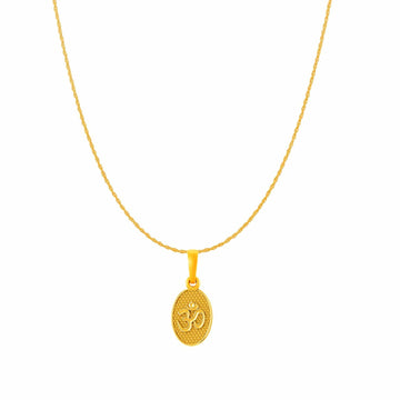 22KT Gold Plated Sterling Silver (92.5% purity) Spiritual OM Chain Pendant (Pendant with Rope Chain) for  Women Pure Silver Divine OM Chain Locket for Health & Wealth
