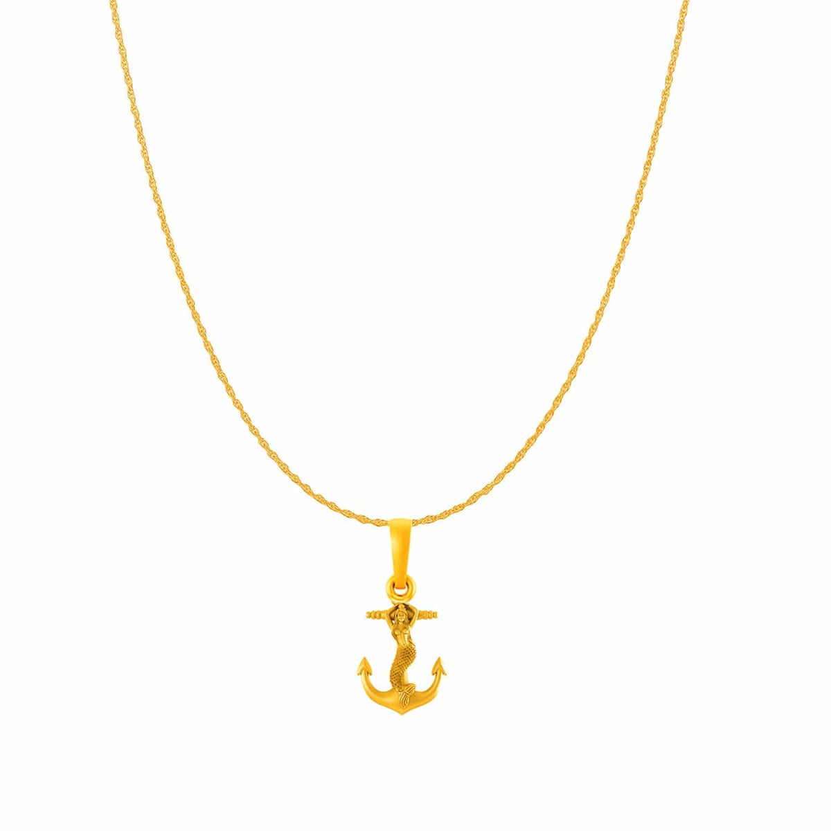 22CT Gold Plated Sterling Silver 92.5% Purity Mermaid Pendant with Rope Chain 18 inches for Women by Akshat Sapphire PSR7297_Gold