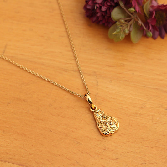 22KT Gold Plated Sterling Silver (92.5% purity) God Mother Mary chain Pendant (Pendant with Rope Chain) for  Women Pure Silver Mother Marry chain Locket for Good Health & Wealth