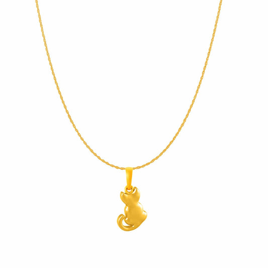 22KT Gold Plated Sterling Silver (92.5% purity) Stylish and Fashionable Cute Cat Chain Pendant (Pendant with Rope Chain) for  Women Pure Silver Cat Chain Locket for Happiness and joy