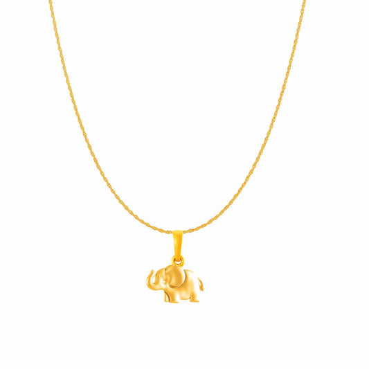 22KT Gold Plated Sterling Silver (92.5% purity) Strength Symbolic Elephant Chain Pendant  (Pendant with Rope Chain) for  Women Pure Silver Elephant Chain Locket to represent strength and power