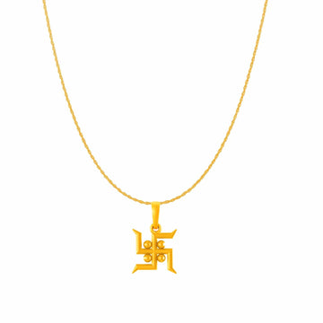 22KT Gold Plated Sterling Silver (92.5% purity) Spiritual Swastik Symbol Chain Pendant (Pendant with Rope Chain) for  Women Pure Silver Divine & prosperous  Swastik Chain Locket for Good Health & Wealth