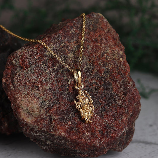 22KT Gold Plated Sterling Silver (92.5% purity) God Ayyappa Chain Pendant (Pendant with Rope Chain) for  Women Pure Silver Lord Ayyappa Chain Locket for Good Health & Wealth