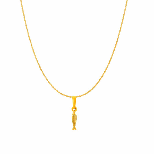22KT Gold Plated Sterling Silver (92.5% purity) Stylish and Fashionable Fish Chain Pendant  (Pendant with Rope Chain) for  Women Pure Silver Fish Chain Locket for Happiness and joy