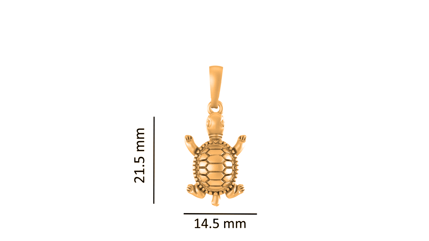 22KT Gold Plated Sterling Silver (92.5% purity) Prosperity and peace Symbolic Tortoise Chain Pendant (Locket with Rope Chain) for Women