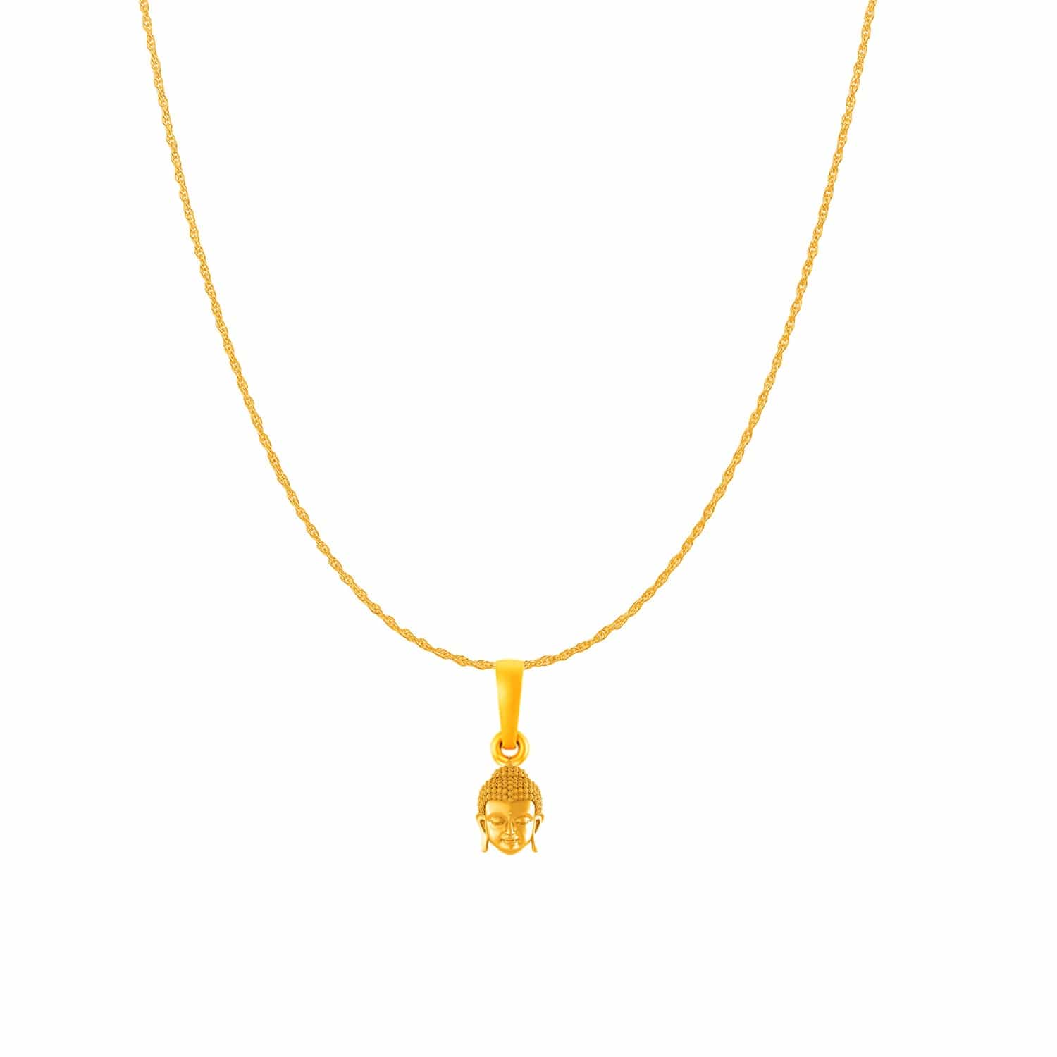 22KT Gold Plated Sterling Silver (92.5% purity) Spiritual God Gautam Buddha Chain Pendant (Pendant with Rope Chain) for  Women Pure Silver religious Gautam buddh Chain Locket for Good Health & Wealth
