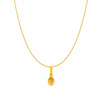 22KT Gold Plated Sterling Silver (92.5% purity) Spiritual God Gautam Buddha Chain Pendant (Pendant with Rope Chain) for  Women Pure Silver religious Gautam buddh Chain Locket for Good Health & Wealth