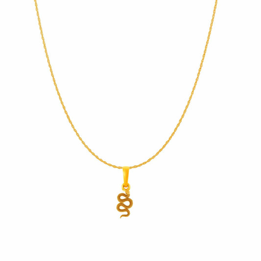 22KT Gold Plated Sterling Silver Stylish snake 92.5% purity Chain pendant by snake Pendant (Pendant with Rope Chain-18 inches)