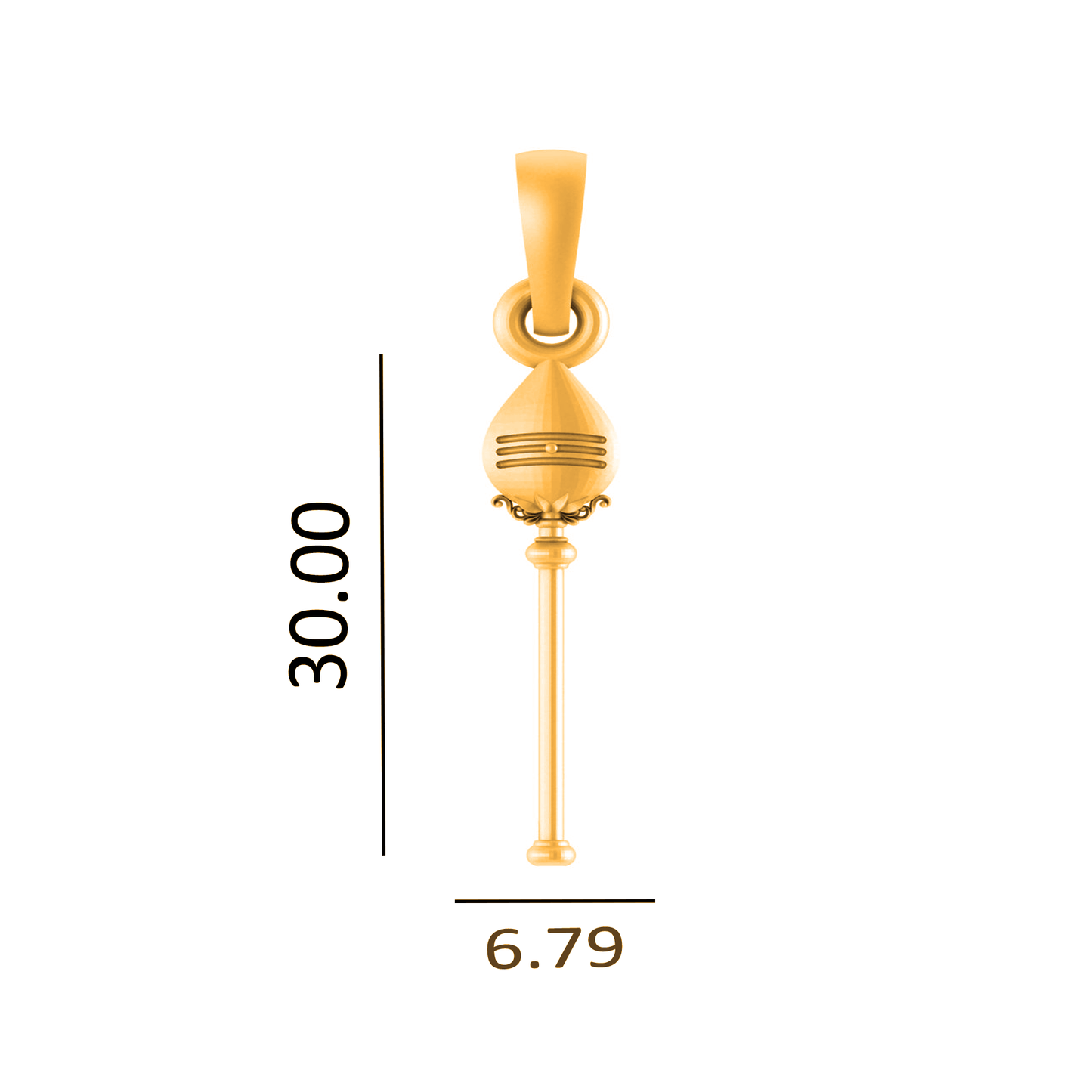 22KT Gold Plated Sterling Silver Spiritual Vel Pandel 92.5% purity Chain pendant by Vel Pandel Pendant (Pendant with Rope Chain-18 inches)