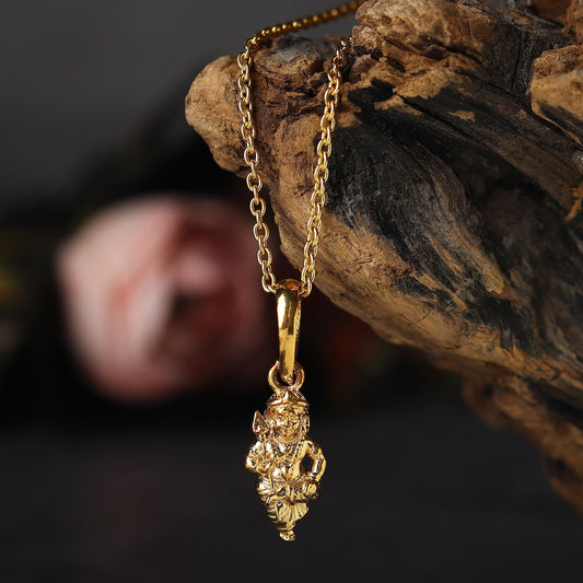 22KT Gold Plated Sterling Silver God Kartikeya Pure Silver 92.5% purity Chain pendant by Murugan Pendant (Pendant with Rope Chain-18 inches)