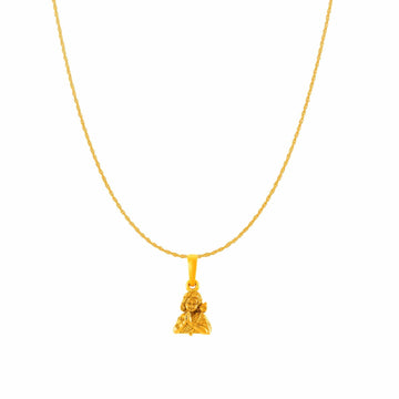 22KT Gold Plated Sterling Silver God Kartikeya Pure Silver 92.5% purity Chain pendant by Murugan Pendant (Pendant with Rope Chain-18 inches)