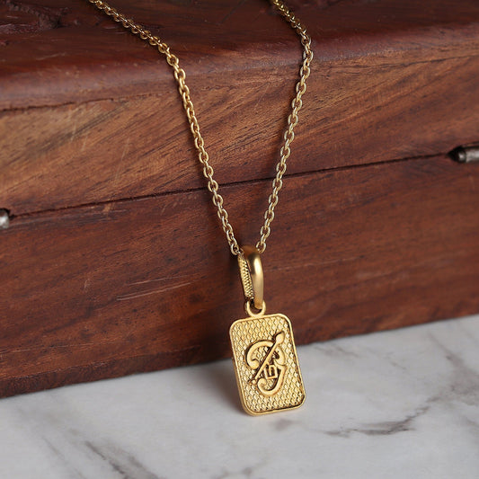22KT Gold Plated Sterling Silver Spiritual Tamil OM 92.5% purity Chain pendant by for  Women (Pendant with Rope Chain-18 inches)