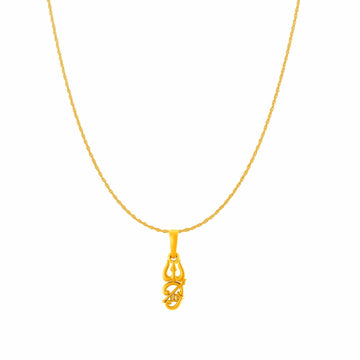 22KT Gold Plated Sterling Silver Spiritual Tamil OM 92.5% purity Chain pendant by for  Women (Pendant with Rope Chain-18 inches)