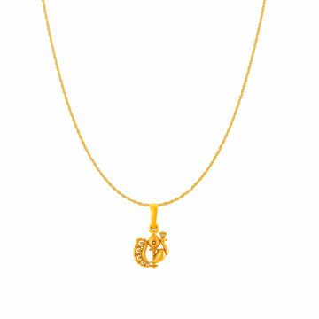 22KT Gold Plated Sterling Silver God Kartikeya Pure Silver 92.5% purity Chain pendant by Murugan Pendant (Pendant with Rope Chain-18 inches)