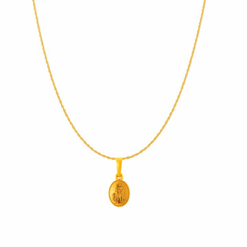 22KT Gold Plated Sterling Silver God Kartikeya Pure Silver 92.5% purity Chain pendant by Murugan Pendant (Pendant with Rope Chain-18 inches)