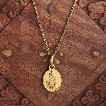 22KT Gold Plated Sterling Silver God Kartikeya Pure Silver 92.5% purity Chain pendant by Murugan Pendant (Pendant with Rope Chain-18 inches)