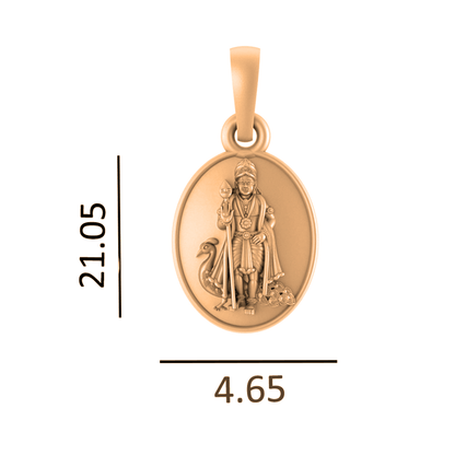 22KT Gold Plated Sterling Silver God Kartikeya Pure Silver 92.5% purity Chain pendant by Murugan Pendant (Pendant with Rope Chain-18 inches)