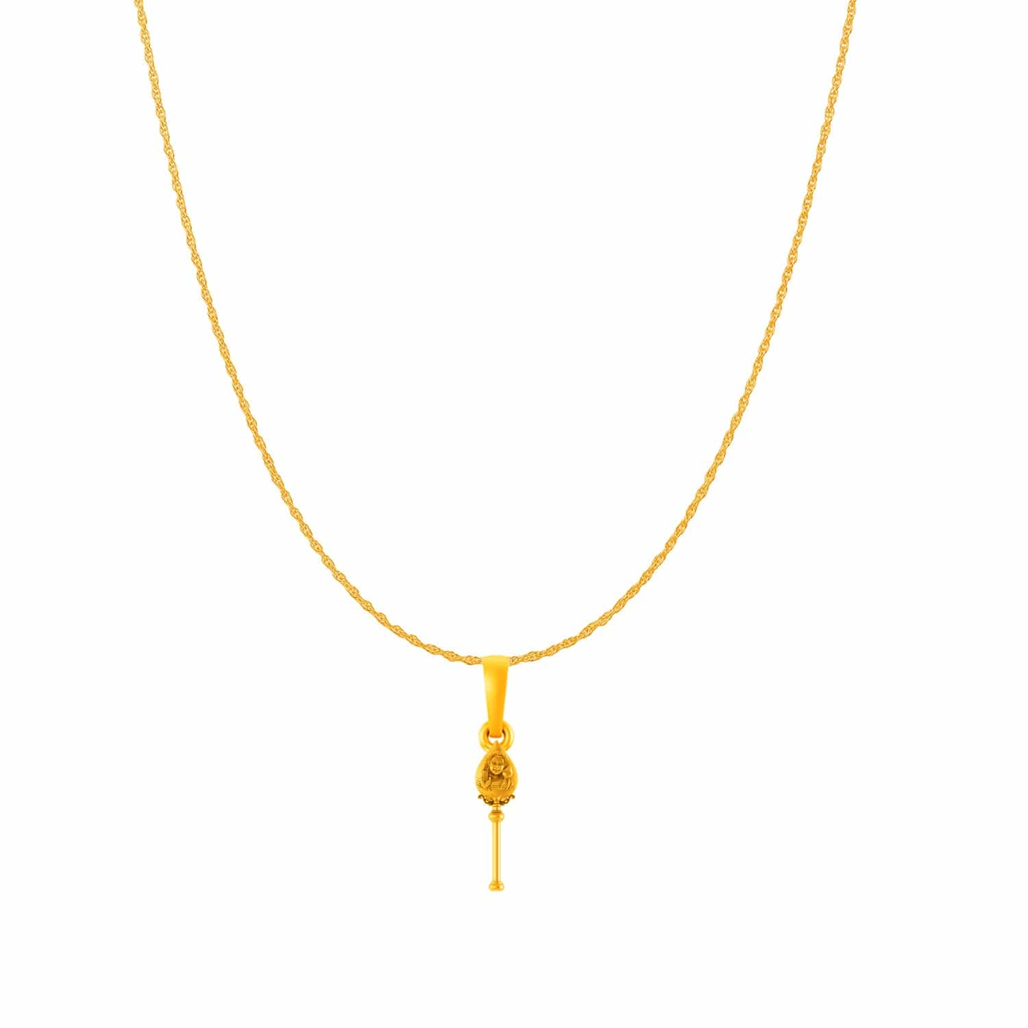 22KT Gold Plated Sterling Silver God Kartikeya Pure Silver 92.5% purity Chain pendant by Murugan Pendant (Pendant with Rope Chain-18 inches)