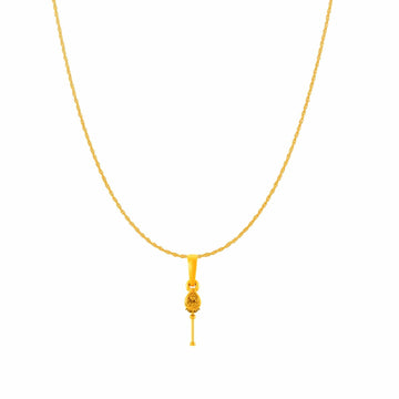 22KT Gold Plated Sterling Silver God Kartikeya Pure Silver 92.5% purity Chain pendant by Murugan Pendant (Pendant with Rope Chain-18 inches)