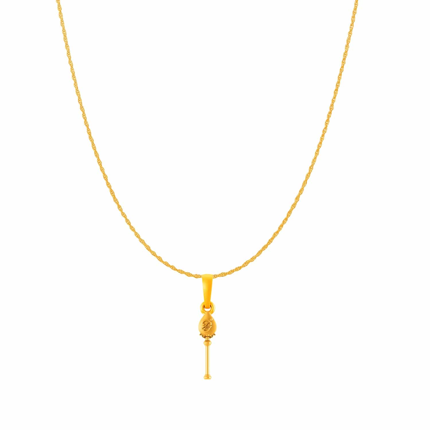 22KT Gold Plated Sterling Silver God Kartikeya Pure Silver 92.5% purity Chain pendant by Murugan Pendant (Pendant with Rope Chain-18 inches)