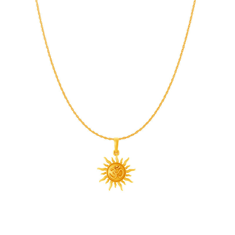 Akshat Sapphire 22KT Gold Plated Sterling Silver (92.5% purity) Spiritual Sun Chain Pendant (Pendant with Rope Chain-18 inches) for  Women Pure Silver Divine Sun Chain Locket for Health & Wealth