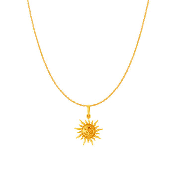 Akshat Sapphire 22KT Gold Plated Sterling Silver (92.5% purity) Spiritual Sun Chain Pendant (Pendant with Rope Chain-18 inches) for  Women Pure Silver Divine Sun Chain Locket for Health & Wealth