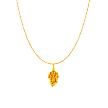 Akshat Sapphire 22KT Gold Plated Sterling Silver (92.5% purity) God Ganesha Chain Pendant (Pendant with Rope Chain-18 inches) for  Women Pure Silver Lord Ganapathy Chain Locket for Good Health & Wealth