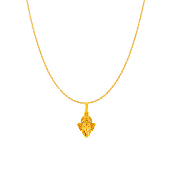 Akshat Sapphire 22KT Gold Plated Sterling Silver (92.5% purity) God Ganesha Chain Pendant (Pendant with Rope Chain-18 inches) for  Women Pure Silver Lord Ganapathy Chain Locket for Good Health & Wealth