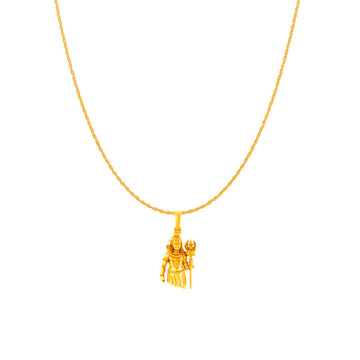 Akshat Sapphire 22KT Gold Plated Sterling Silver God Shiva Chain Pendant with 92.5% purity Shiva Chain Pendant (Pendant with Rope Chain-18 inches)