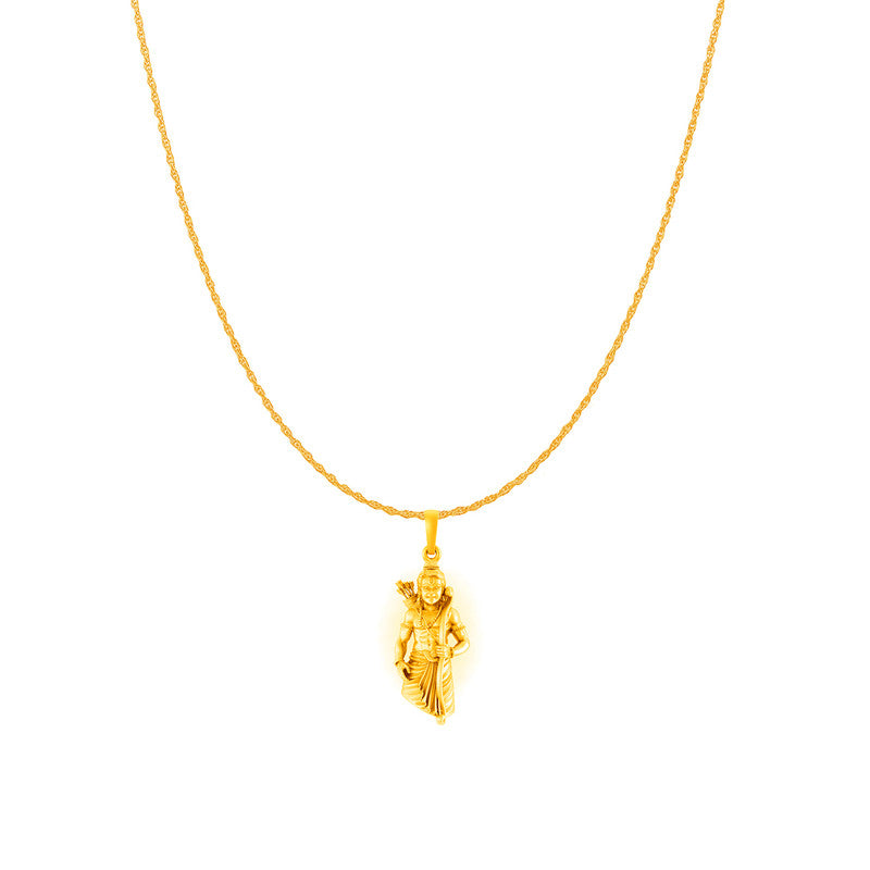 Akshat Sapphire 22KT Gold Plated Sterling Silver God Ram Ji chain Pendant (with 92.5% purity) (Pendant with Rope Chain-18 inches) for  Women  Bhagwan Shri Ram Locket for Good Health & Wealth