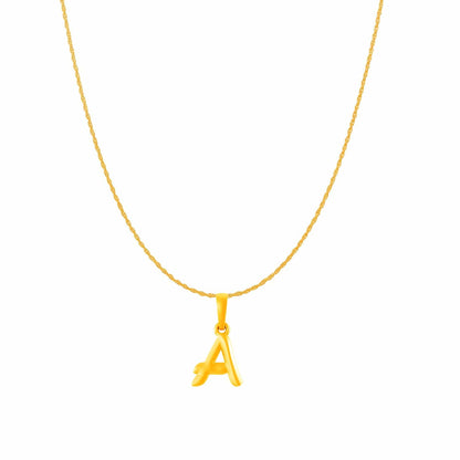 22KT Gold Plated Pure Silver (92.5% purity) precious Name alphabet chain pendant (Pendnat with Rope chain- 18 Inches) designer alphabet chain locket