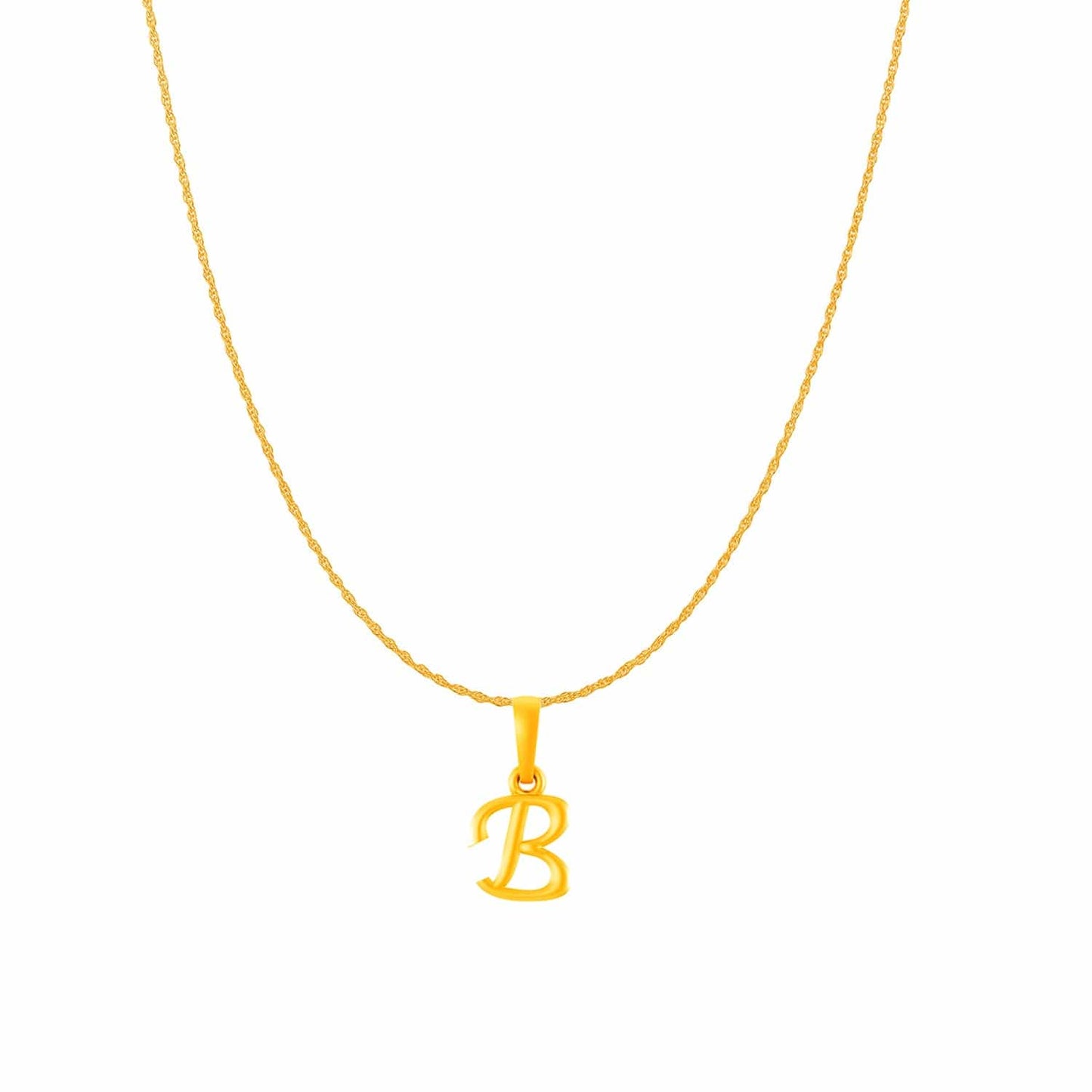 22KT Gold Plated Pure Silver (92.5% purity) precious Name alphabet chain pendant (Pendnat with Rope chain- 18 Inches) designer alphabet chain locket