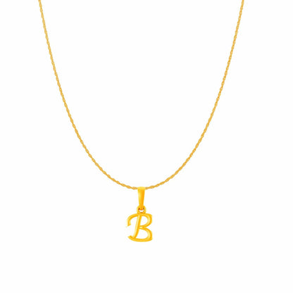 22KT Gold Plated Pure Silver (92.5% purity) precious Name alphabet chain pendant (Pendnat with Rope chain- 18 Inches) designer alphabet chain locket