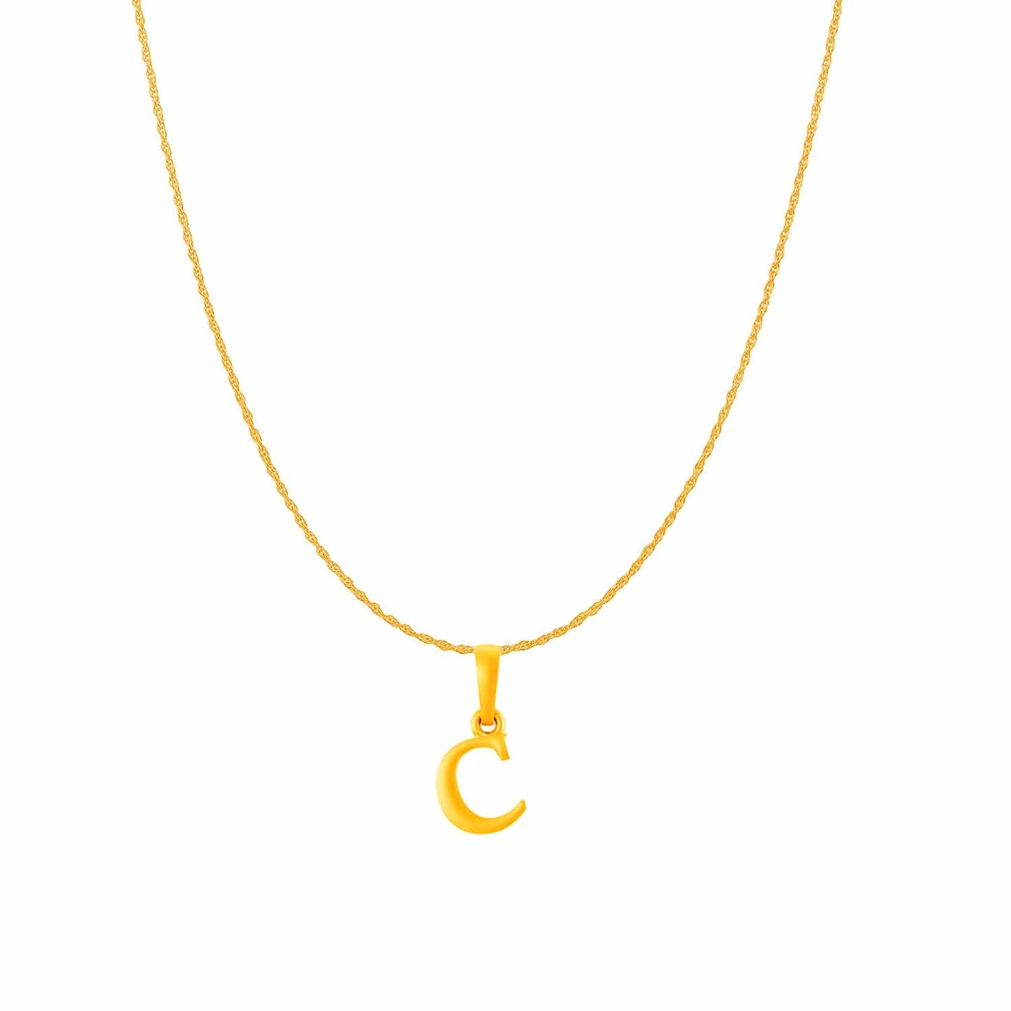 22KT Gold Plated Pure Silver (92.5% purity) precious Name alphabet chain pendant (Pendnat with Rope chain- 18 Inches) designer alphabet chain locket