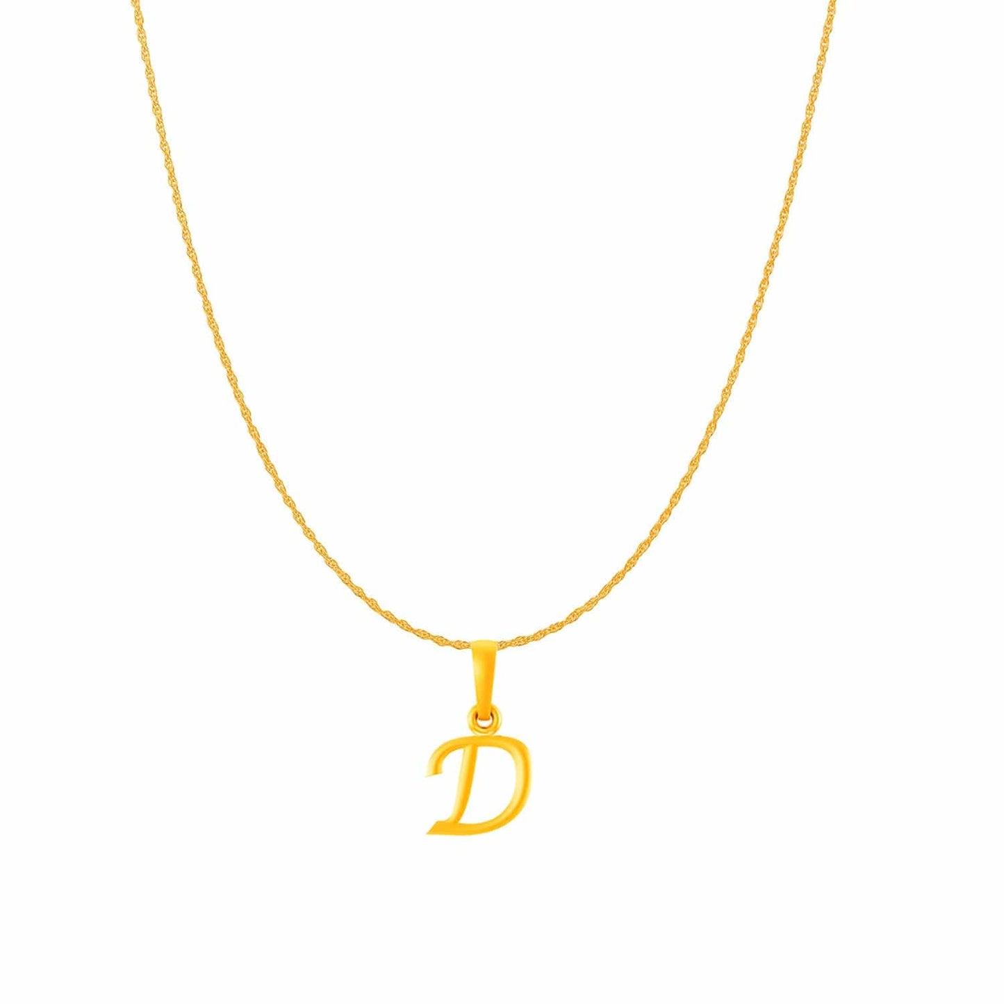 22KT Gold Plated Pure Silver (92.5% purity) precious Name alphabet chain pendant (Pendnat with Rope chain- 18 Inches) designer alphabet chain locket