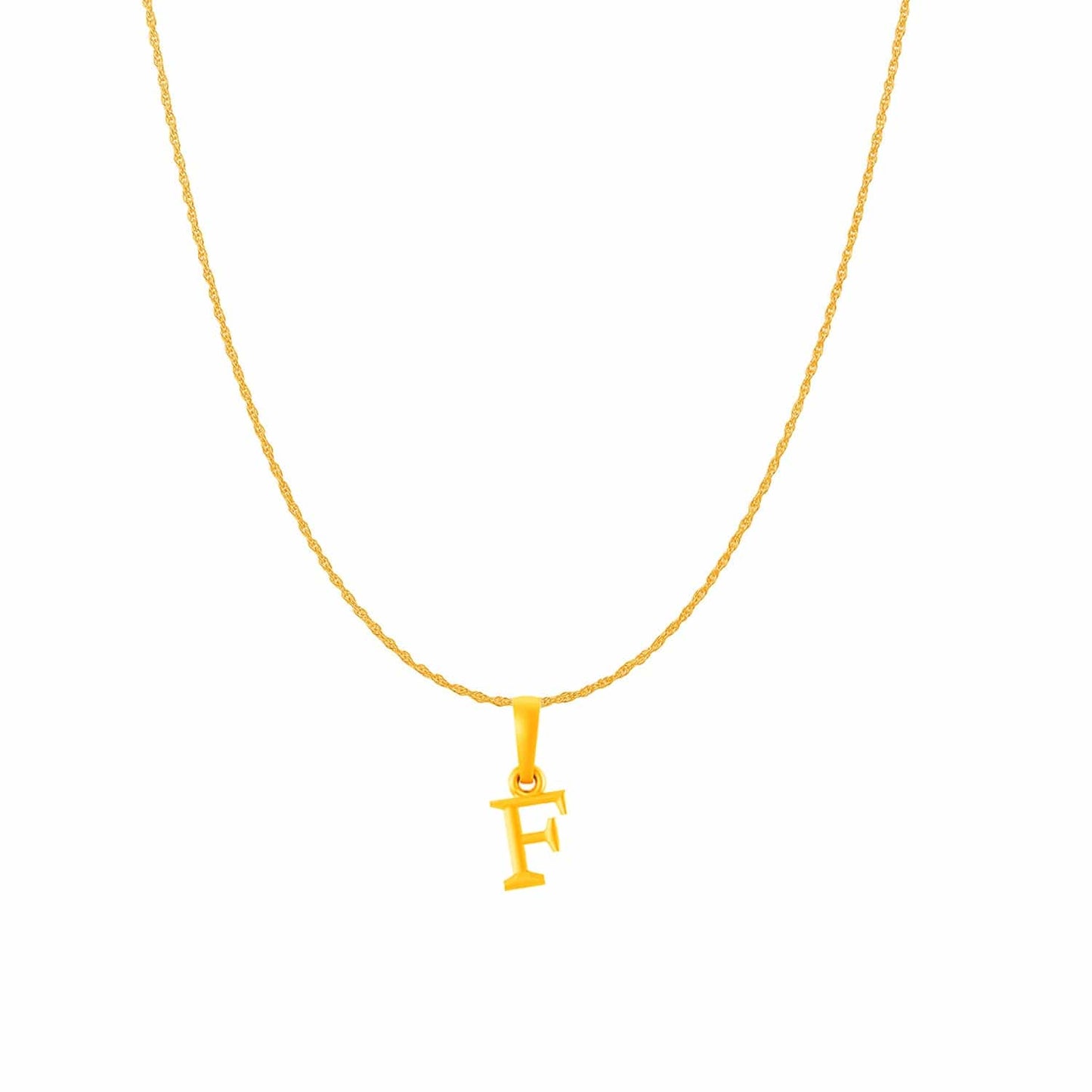 22KT Gold Plated Pure Silver (92.5% purity) precious Name alphabet chain pendant (Pendnat with Rope chain- 18 Inches) designer alphabet chain locket