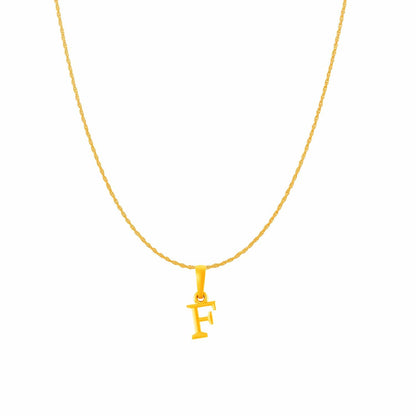 22KT Gold Plated Pure Silver (92.5% purity) precious Name alphabet chain pendant (Pendnat with Rope chain- 18 Inches) designer alphabet chain locket