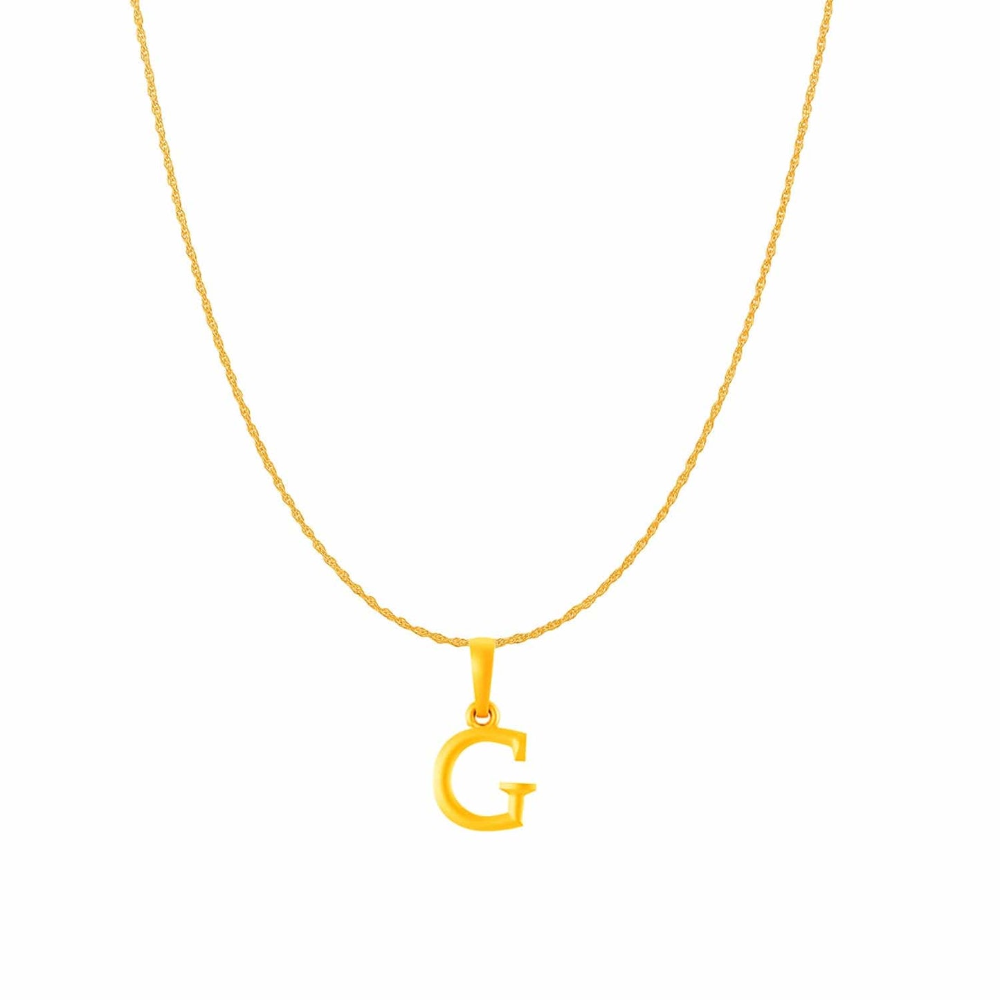 22KT Gold Plated Pure Silver (92.5% purity) precious Name alphabet chain pendant (Pendnat with Rope chain- 18 Inches) designer alphabet chain locket