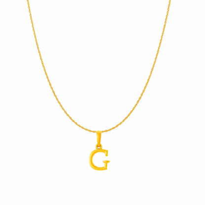 22KT Gold Plated Pure Silver (92.5% purity) precious Name alphabet chain pendant (Pendnat with Rope chain- 18 Inches) designer alphabet chain locket