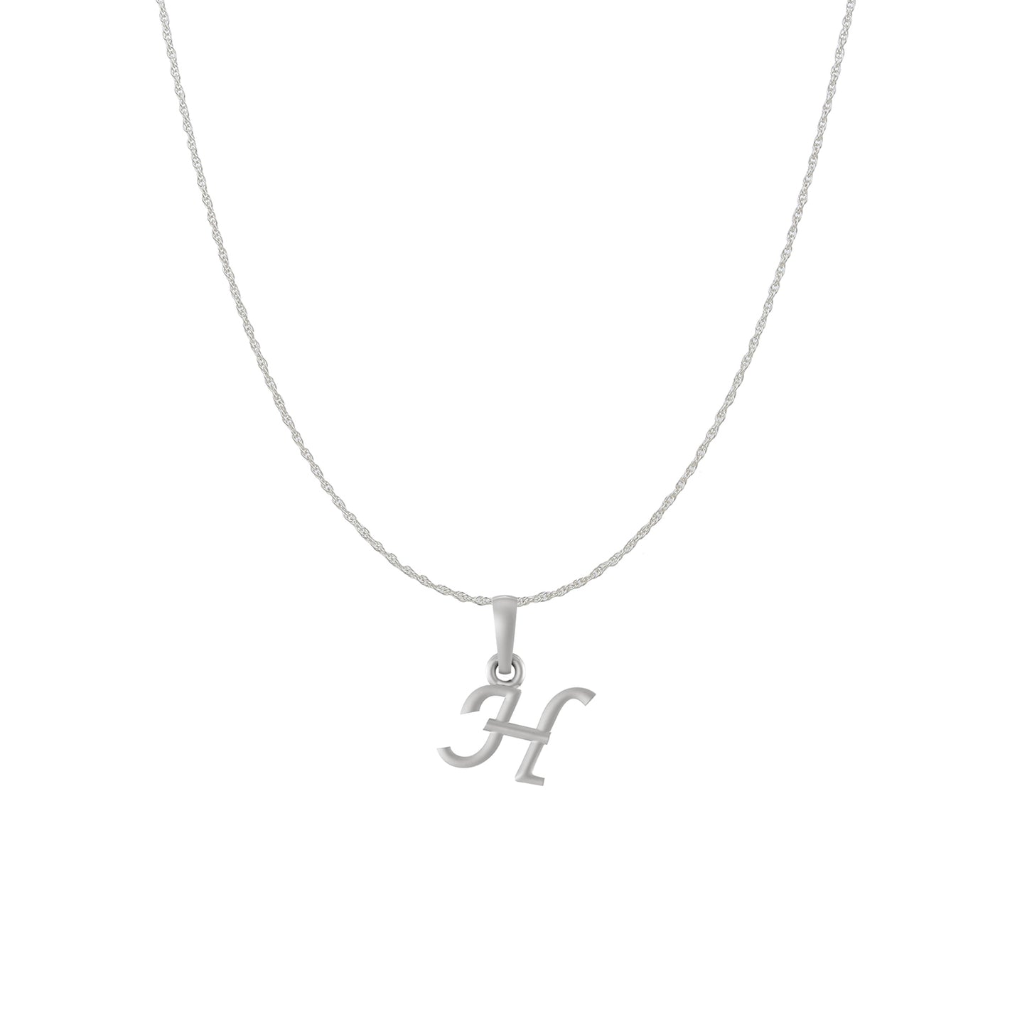 Akshat Sapphire Sterling Silver (92.5% purity) precious Name alphabet chain pendant (Pendnat with rope chain) pure silver designer alphabet chain locket