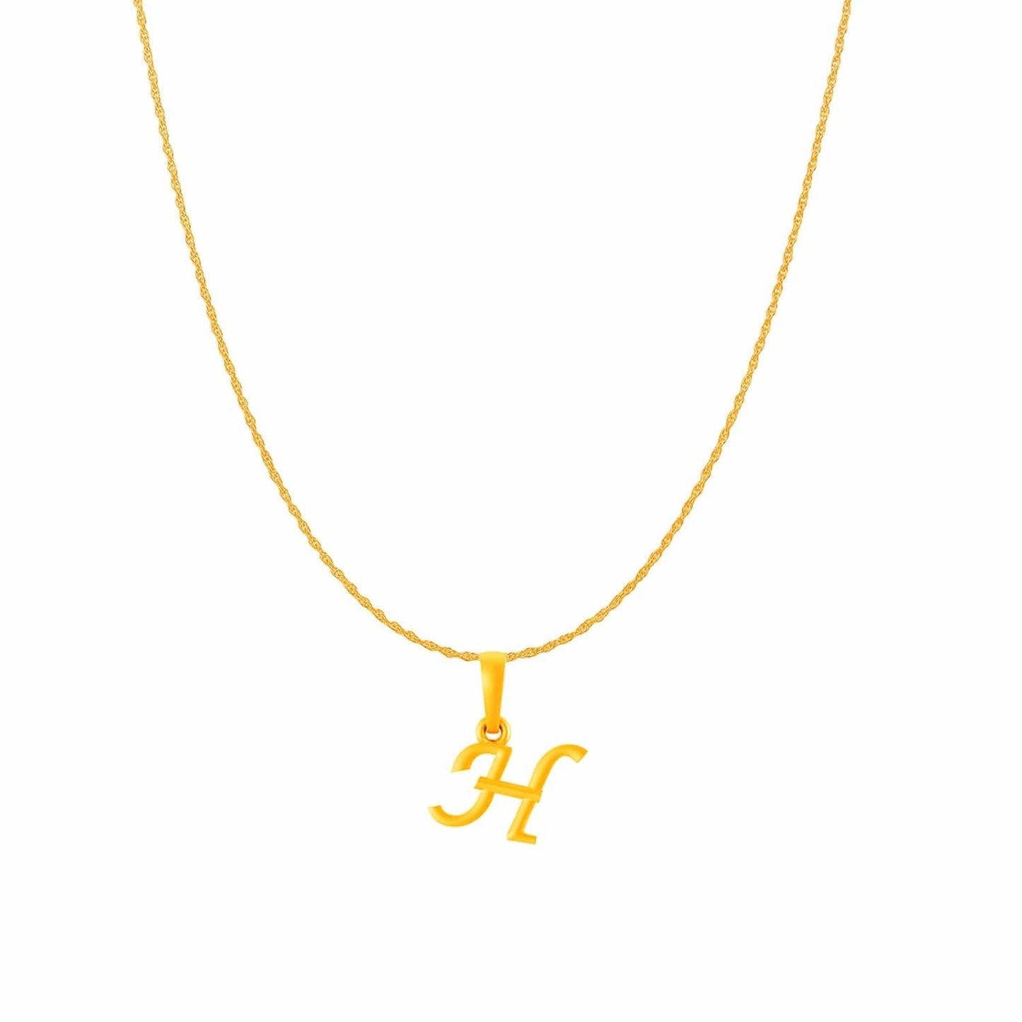 22KT Gold Plated Pure Silver (92.5% purity) precious Name alphabet chain pendant (Pendnat with Rope chain- 18 Inches) designer alphabet chain locket