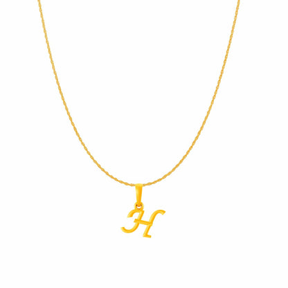 22KT Gold Plated Pure Silver (92.5% purity) precious Name alphabet chain pendant (Pendnat with Rope chain- 18 Inches) designer alphabet chain locket