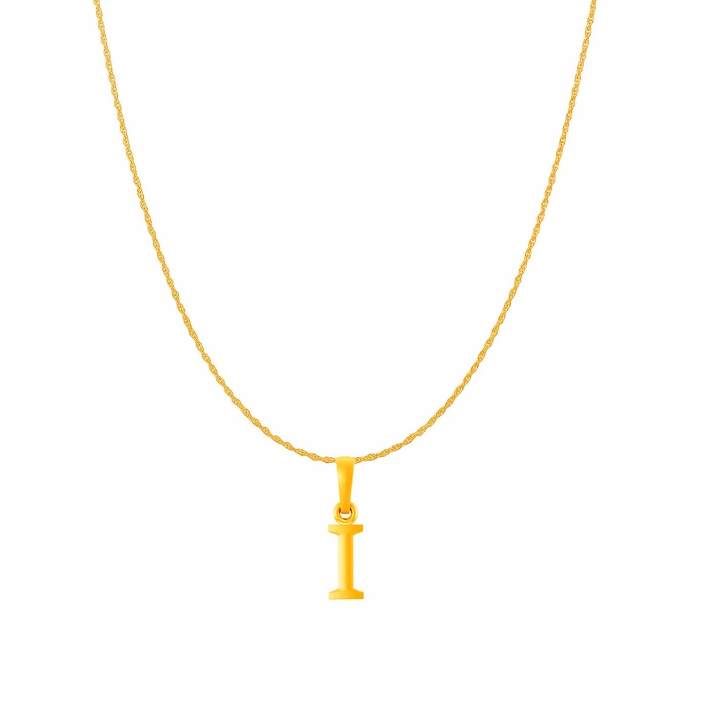 22KT Gold Plated Pure Silver (92.5% purity) precious Name alphabet chain pendant (Pendnat with Rope chain- 18 Inches) designer alphabet chain locket
